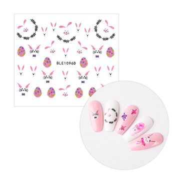 Adhesivos 3D para uñas con purpurina, con motivos de Pascua, BLE 1096D