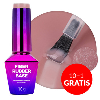 10 + 1 gratuit : Base caoutchouc LED/UV avec fibres Molly Nails Rubber Fiber Base Biscotti 10 g