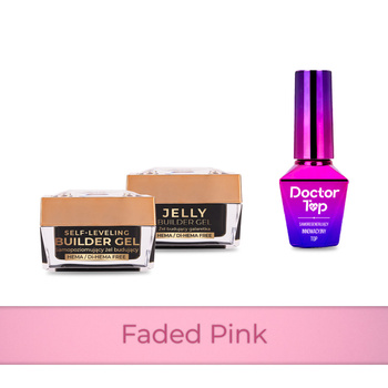 Molly Nails PRO MATCH SYSTEM 2+1 Faded Pink : 2 gels de construction + Doctor Top 10 g