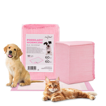 Absorbierende Hundematten – zur Erziehung beim Pinkeln, für Hygiene und Sauberkeit – AlleMed, 50 Stück, 60 x 60 cm, rosa