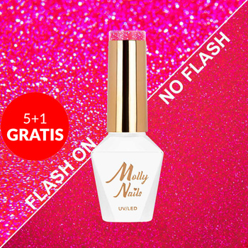 5+1 gratis Smalto ibrido Molly Nails Flashing Lights Neon Hippie Bling senza HEMA/Di-HEMA 8 g n. 644