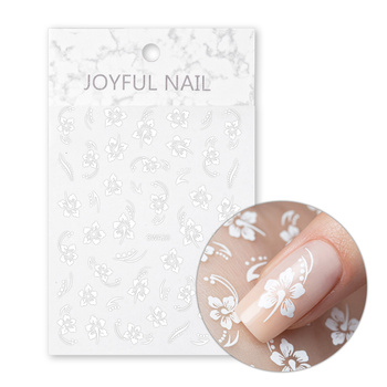Autocollants pour ongles fins, fleurs, SWA20, blancs