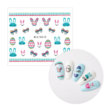 Adhesivos 3D para uñas con purpurina, con motivos de Pascua, BLE 1051D