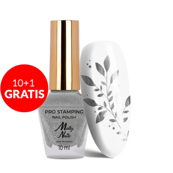 10 + 1 gratis: Molly Nails PRO Stamping-Lack für Stempel und Stamping, silber, 10 ml