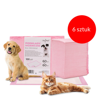 6 unidades de alfombrillas absorbentes para perros: entrenamiento para hacer pis, higiene y limpieza. AlleMed, 100 unidades, 60 x 60 cm, color rosa