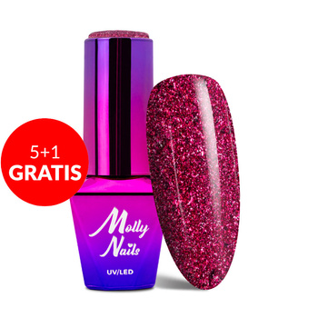 5+1 gratis Smalto ibrido Molly Nails Luxury Glam Midnight Kiss 8 g n. 548