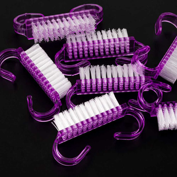 Petite brosse violette pour manucure et poussière, lot de 10