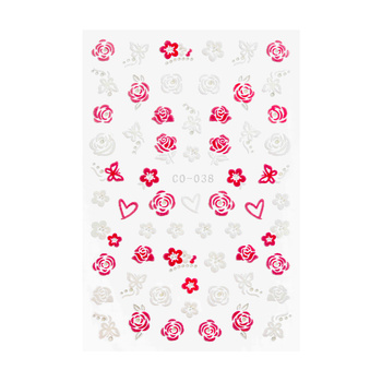 Selbstklebende 3D-Nagelaufkleber mit Blumenmotiven zum Valentinstag CO-038