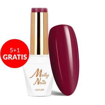 5 + 1 gratuit Vernis hybride Molly Nails Hearts &amp; Kisses Red Wine sans HEMA/Di-HEMA 8 g n° 190