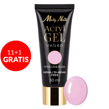 11+1 gratis Acrylgel Polygel Aufbau-Gel für Nagelverlängerungen AcrylGel Molly Nails HEMA/Di-HEMA-frei Pink Lemonade 30 ml