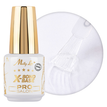 Base de manucure et pédicure améliorant l'adhérence X-Bond Base Pro Salon MollyLac, sans HEMA/Di-HEMA, transparente, 15 grammes