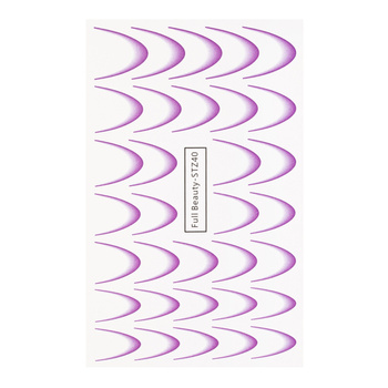 Wassertransfer-Aufkleber für die Nägel mit Farbverlauf / French / Ombre / Französische Smile-Linie, 33 Stück, violett, STZ40