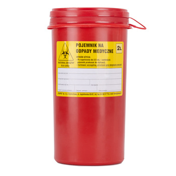 Contenitore per rifiuti sanitari rosso da 2 litri