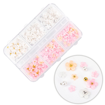 Boîte contenant des décorations : fleurs en acrylique, assortiment de couleurs, environ 180 pièces