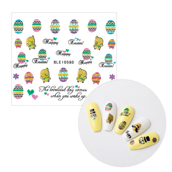 Adhesivos 3D para uñas con purpurina, con motivos de Pascua, BLE 1058D