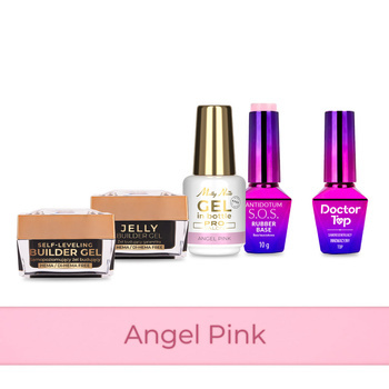 PRO MATCH SYSTEM 4+1 Angel Pink : 3 gels de 15 g : Jelly&SelfLeveling;&Gel; en flacon + Base + Doctor Top 10 g GRATUIT