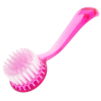 Brosse ronde rose pour manucure et poussière, avec manche