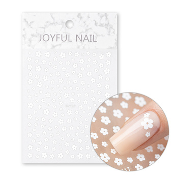 Autocollants pour ongles fins, fleurs, SWA17, blancs