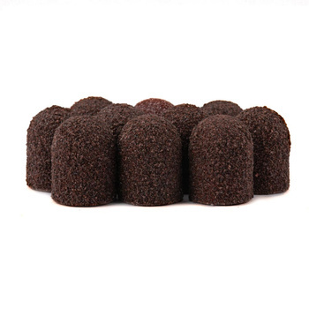 Capuchons abrasifs pour pédicure avec revêtement en coton, 13 mm, grain 60, marron, AlleMed, 10 pièces