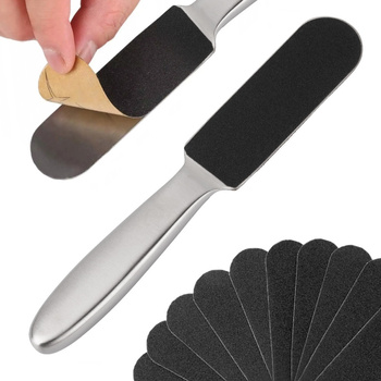 Râpe pour pédicure avec 10 embouts interchangeables, 21,5 cm, en métal argenté