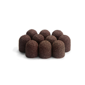 Capuchons abrasifs pour pédicure avec insert en coton, 13 mm, grain 150, marron, AlleMed, 100 pièces