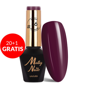 20 + 1 gratuit Vernis semi permanent Molly Nails Juicy par Monika Mielniczuk, sans HEMA/Di-HEMA, 8 g, n° J6