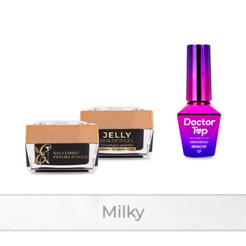 Molly Nails PRO MATCH SYSTEM 2+1 Milky : 2 gels de construction + Doctor Top 10 g