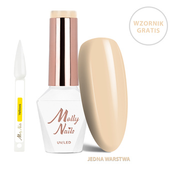 Vernis hybride LED/UV Gel Polish Business Class n° 315 Warm Latte MollyNails sans HEMA/Di-HEMA 8 g + nuancier « Yellows » OFFERT