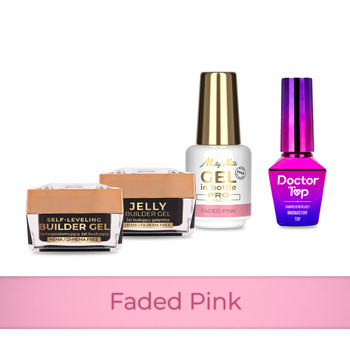 Molly Nails PRO MATCH SYSTEM 3+1 Faded Pink : 3 gels de construction + Doctor Top 10 g