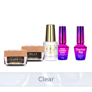 Molly Nails PRO MATCH SYSTEM 4+1 Clear : 3 gels de construction + base + Doctor Top 10 g