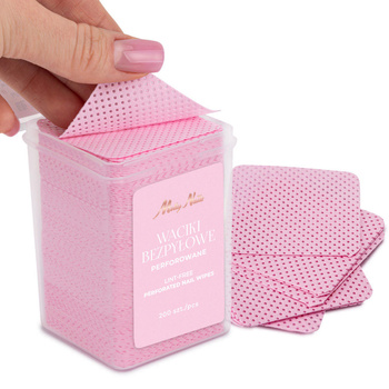 Disques de coton non pelucheux perforés pour les ongles Molly Nails, roses, 5 x 5 cm, 200 pièces