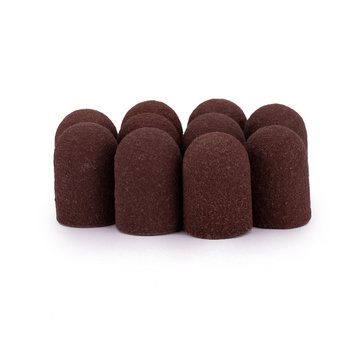Capuchons abrasifs pour pédicure avec insert en coton, 16 mm, grain 240, marron, AlleMed, 10 pièces