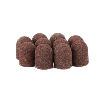 Capuchons abrasifs pour pédicure avec insert en coton, 13 mm, grain 80, marron, AlleMed, 10 pièces