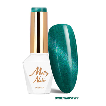 Vernis hybride LED/UV Gel Polish Cat Eye Seduction n° 242 Allure Green Molly Nails sans HEMA/Di-HEMA 8 g