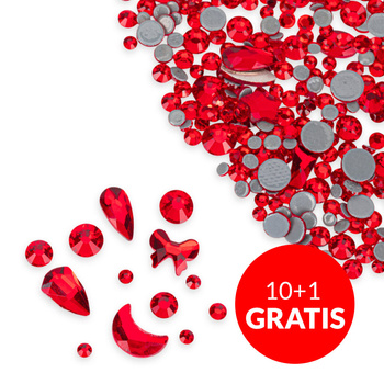 Décorations pour ongles MollyNails : strass rouges assortis, lot de 150 pièces