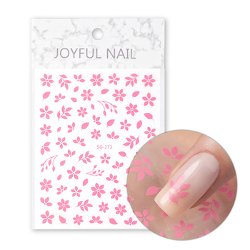 Autocollants pour ongles fins, fleurs autocollantes SO-272, rose clair