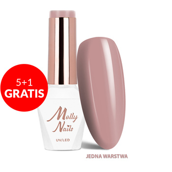 5 + 1 gratuit : Vernis hybride LED/UV « Gel Polish Business Class » n° 316 Dusty Nude MollyNails sans HEMA/Di-HEMA, 8 g