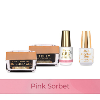 Molly Nails PRO MATCH SYSTEM 3+1 Pink Sorbet : 3 gels de construction + Doctor Top 15 g