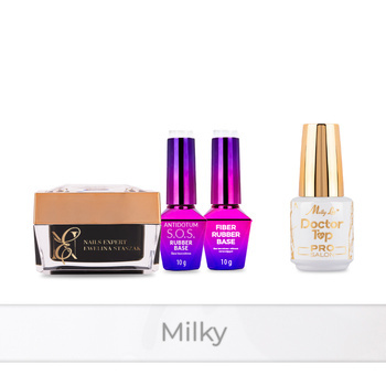 PRO MATCH SYSTEM 3+1 Milky : gel 50 g : SelfLeveling + 2 x Base + Doctor Top 15 g GRATUIT