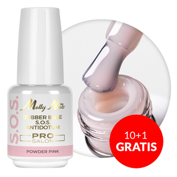 10 + 1 gratuit : Base en caoutchouc pour ongles souples à décorer S.O.S. Antidotum Pro Salon Molly Nails Powder Pink 15 g