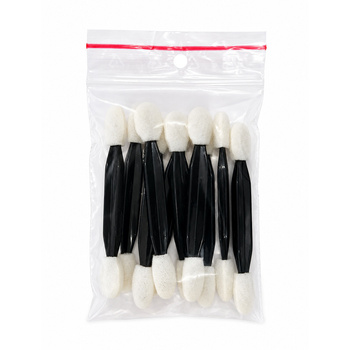 Applicateur double face en forme de marionnette pour poudres et ombres à paupières, blanc, 6,2 cm, 10 pièces