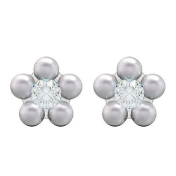 Boucles d'oreilles Studex System 75 marguerite avec diamant inoxydable marguerite blanche perle 7512-6301 2 pièces