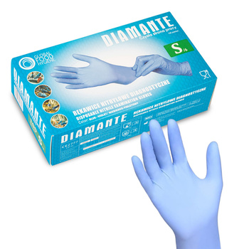 Gants jetables en nitrile Diamante, à usage diagnostique et de protection, taille S, bleu-violet, 100 pièces
