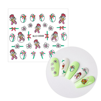 Autocollants 3D pour ongles pailletés sur le thème de Pâques BLE 1056D