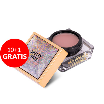 10 + 1 gratuit Gel de construction auto-nivelant, dur, de densité moyenne, Molly Nails Nutty Nut, sans HEMA/Di-HEMA, 15 g