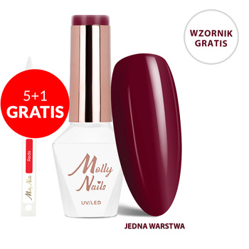 5 + 1 gratuit Vernis hybride LED/UV Gel Polish The Trend Edit n° 302 Cherry Bomb MollyNails sans HEMA/Di-HEMA 8 g + nuancier « Reds » GRATUIT