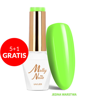 5 + 1 gratuit Vernis hybride LED/UV Gel Polish Vivid Vibes n° 282 Toxic Lime Molly Nails sans HEMA/Di-HEMA 8 g
