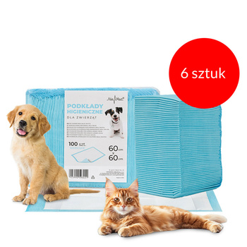 Lot de 6 tapis absorbants pour chien : apprentissage de la propreté, hygiène et propreté – AlleMed, 100 pièces, 60 x 60 cm, bleu