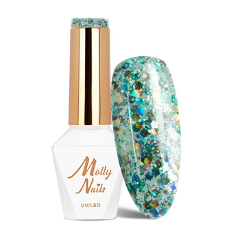 Vernis hybride Molly Nails Crushed Diamonds Glammy Chic sans HEMA/Di-HEMA, 8 g, n° 537