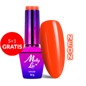 5 + 1 gratuit Vernis hybride MollyLac Pin-up Girl rock &amp; roll Neon 10 g n° 372